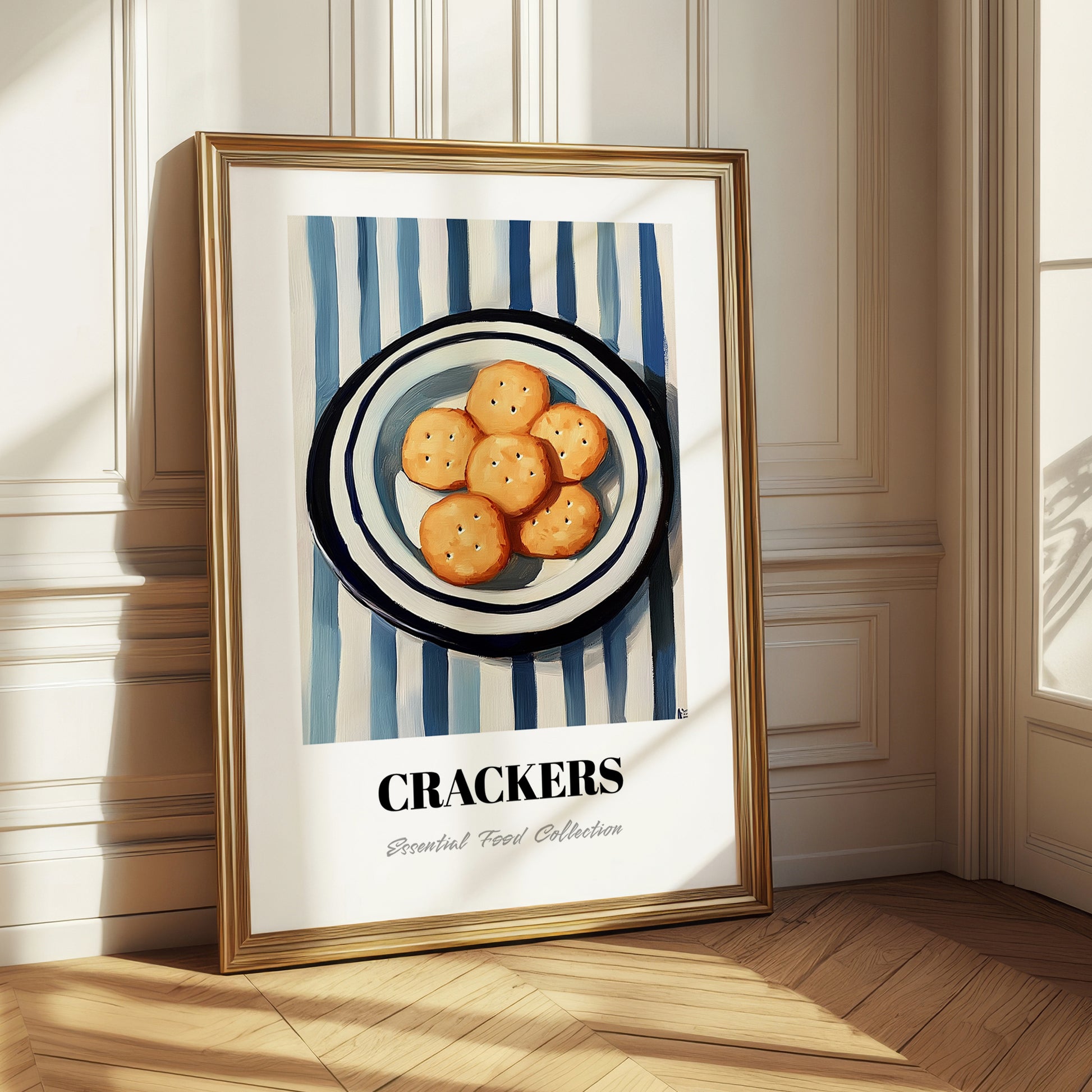 Crackers – on Striped Tablecloth, American Food Painting