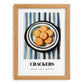 Crackers – on Striped Tablecloth, American Food Painting, set in oak frame