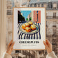 Cheese Puffs – New York Outdoor Café Scene, American Cheese Illustration, styled in a charming Paris street view