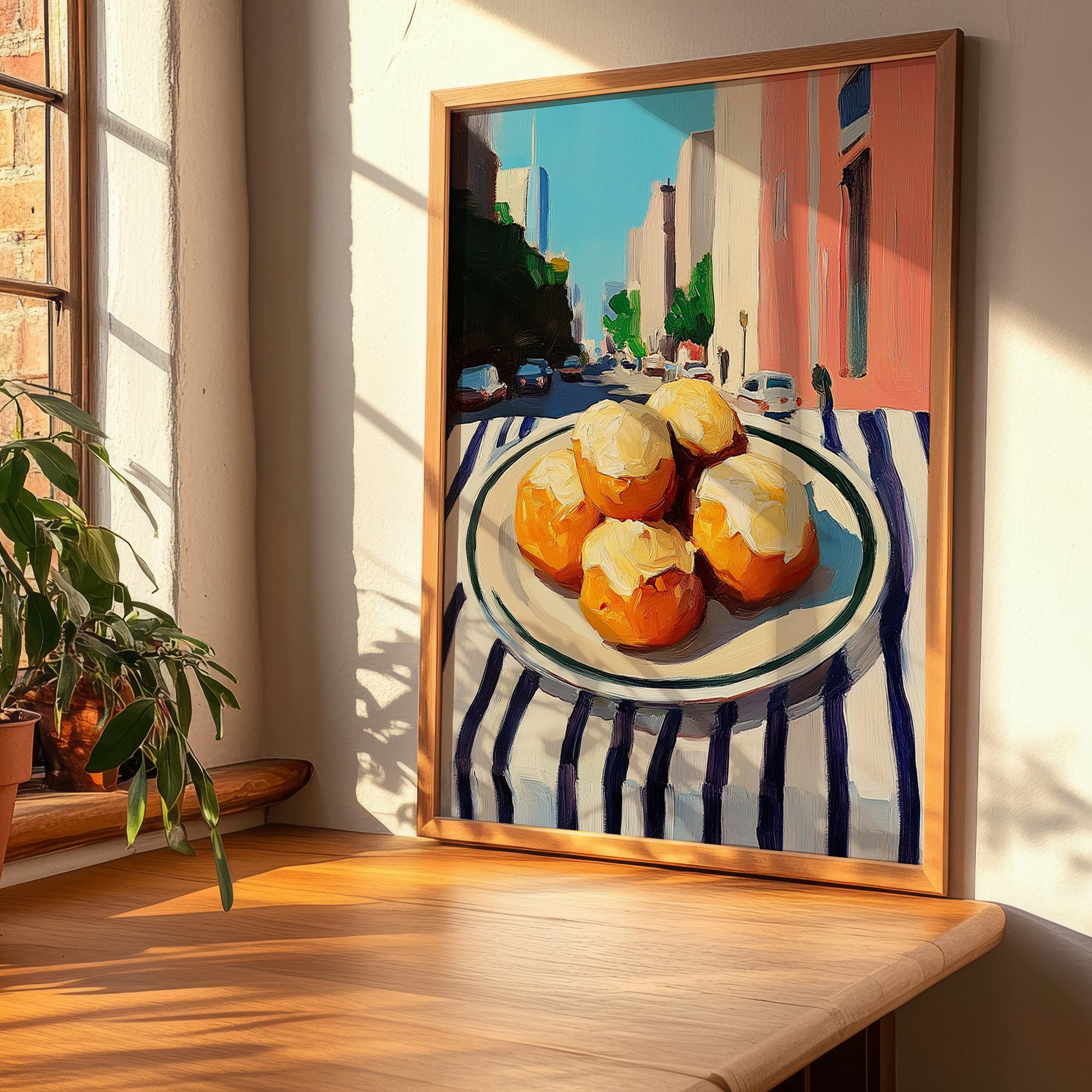 Cheese Puffs – New York Outdoor Café Scene, American Cheese Illustration, clean layout with no caption