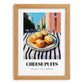 Cheese Puffs – New York Outdoor Café Scene, American Cheese Illustration, set in oak frame
