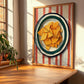 Tortilla Chips – on Striped Tablecloth, Mexican Food Illustration, clean layout with no caption