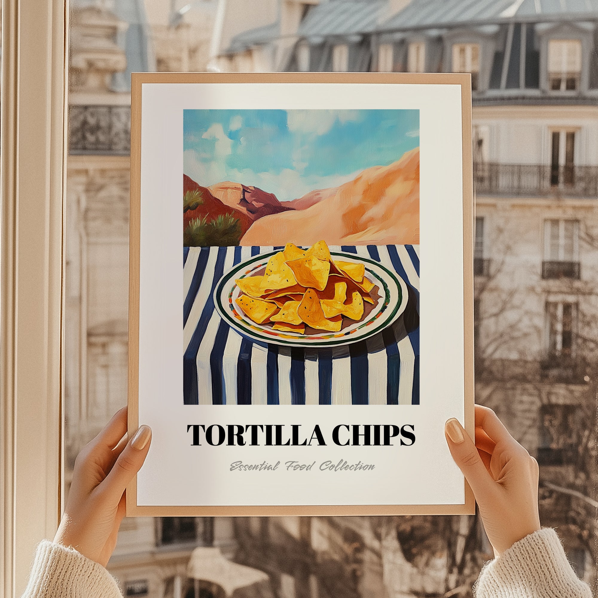 Tortilla Chips – Desert Café Scene, Mexican Food Wall Decor, styled in a charming Paris street view