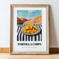 Tortilla Chips – Desert Café Scene, Mexican Food Wall Decor, in wooden frame leaning on the floor