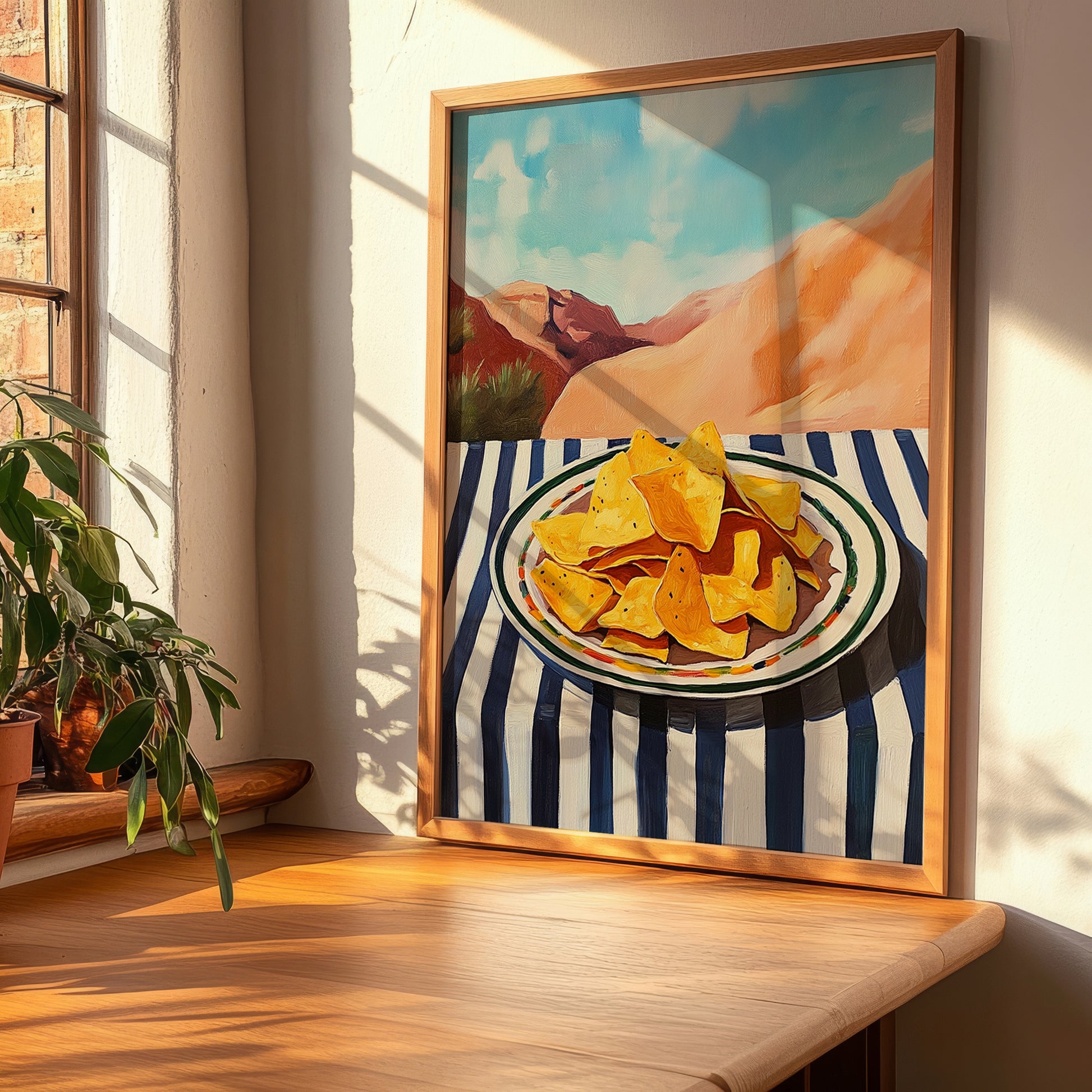 Tortilla Chips – Desert Café Scene, Mexican Food Wall Decor, clean layout with no caption