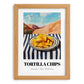Tortilla Chips – Desert Café Scene, Mexican Food Wall Decor, set in oak frame