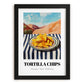 Tortilla Chips – Desert Café Scene, Mexican Food Wall Decor, in sleek black frame