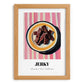 Jerky – on Striped Tablecloth, American Food Wall Decor, set in oak frame