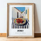 Jerky – White village Street Café Scene, American Food Poster, in wooden frame leaning on the floor