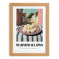 Marshmallows – English village Street Café Scene, American Dessert Wall Illustration, set in oak frame