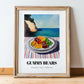 Gummy Bears – Coastal Café Moment, German Dessert Wall Decor, in wooden frame leaning on the floor