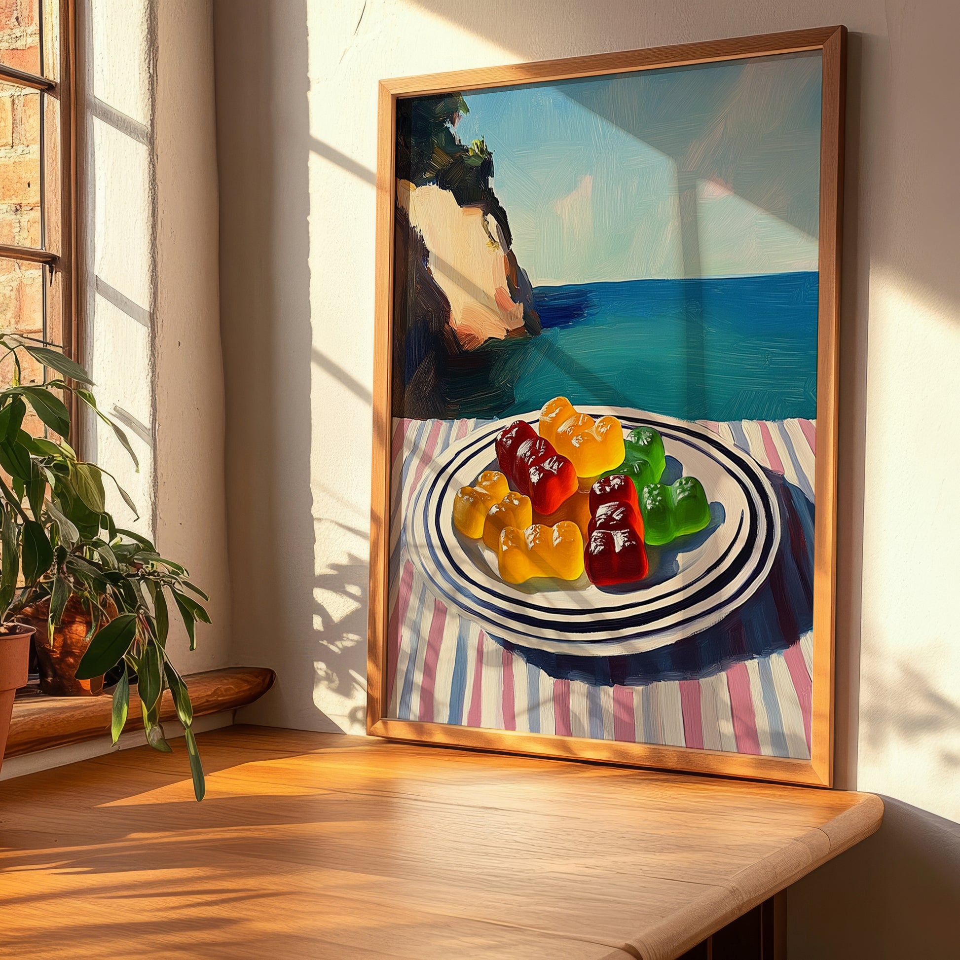 Gummy Bears – Coastal Café Moment, German Dessert Wall Decor, clean layout with no caption