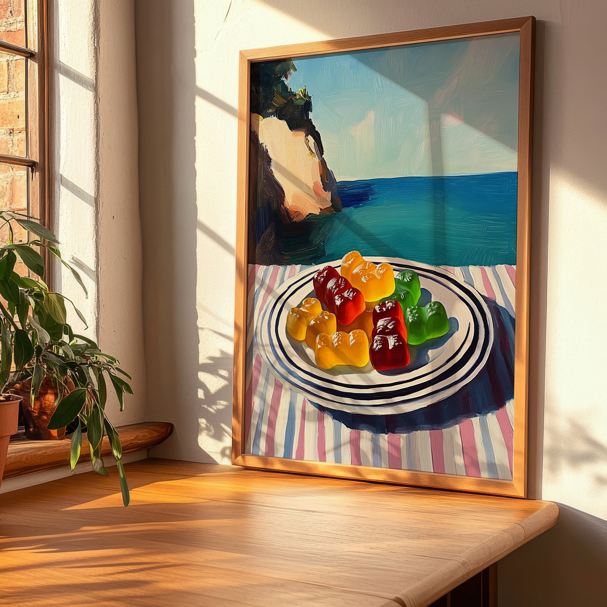 Gummy Bears – Coastal Café Moment, German Dessert Wall Decor, clean layout with no caption
