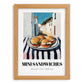 Mini Sandwiches – White village Urban Café Scene, British Food Wall Decor, set in oak frame