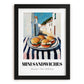 Mini Sandwiches – White village Urban Café Scene, British Food Wall Decor, in sleek black frame