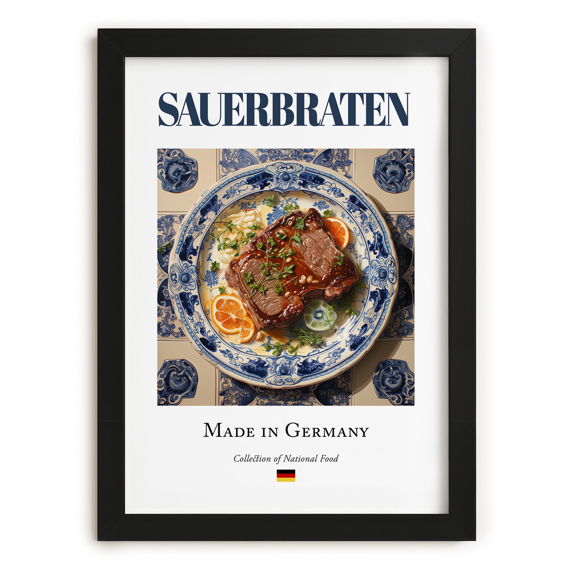 Sauerbraten – German Stew Dish, Tavern Poster, in sleek black frame
