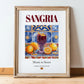 Sangria – Spanish Beverage Drink, Rooftop Terrace Poster, in wooden frame leaning on the floor
