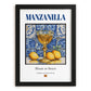 Manzanilla – Spanish Dessert Wine, Wine Bar Illustration, in sleek black frame