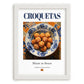 Croquetas – Spanish Snack Dish, Brasserie Wall Art, placed in minimal white frame