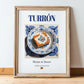 Turrón – Spanish Dessert Dish, Fine Dining Restaurant Art, in wooden frame leaning on the floor