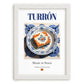 Turrón – Spanish Dessert Dish, Fine Dining Restaurant Art, placed in minimal white frame