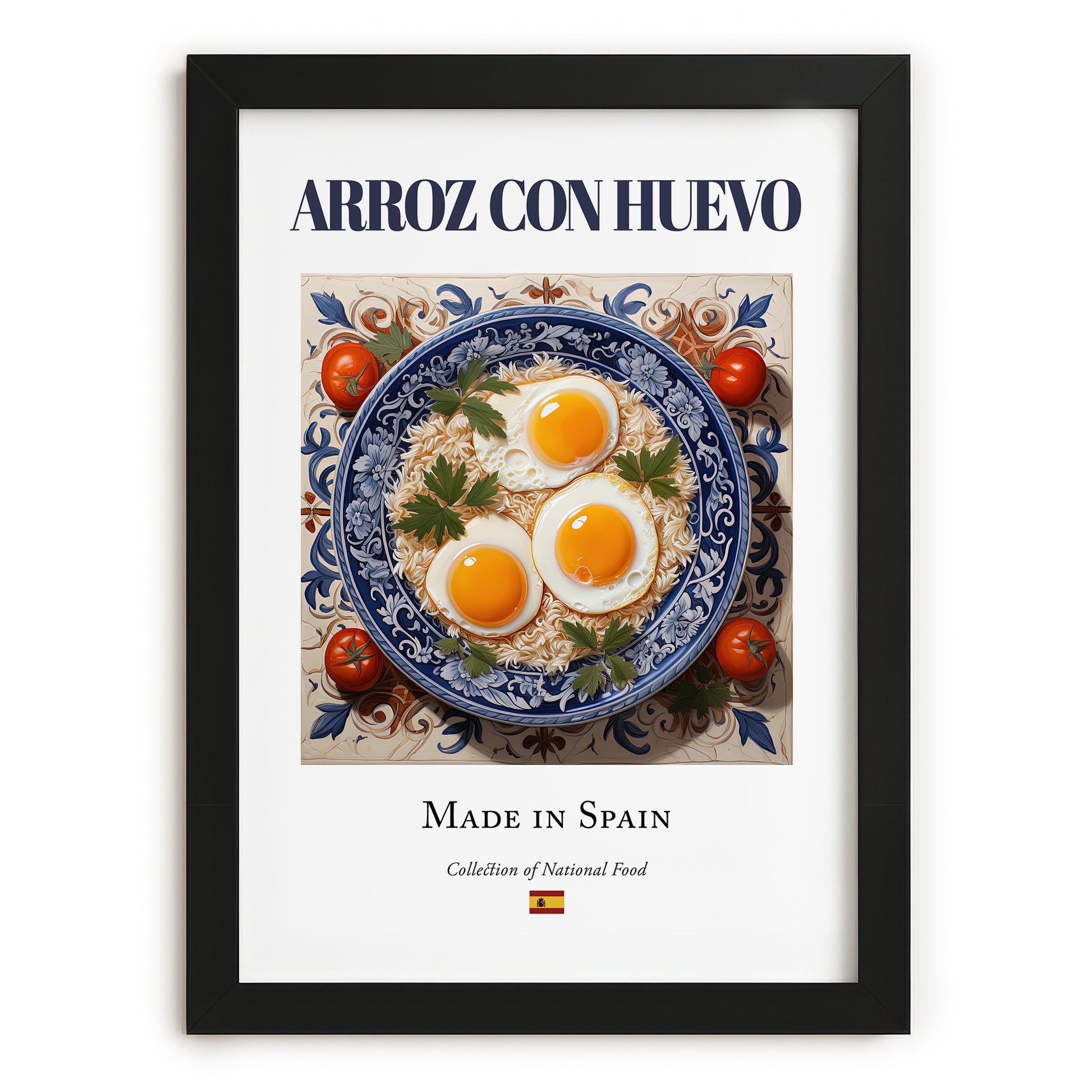 Arroz con huevo – Spanish Rice Dish, Restaurant Poster, in sleek black frame