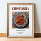 Chistorra – Spanish Meat Dish, Food Bar Print, in wooden frame leaning on the floor