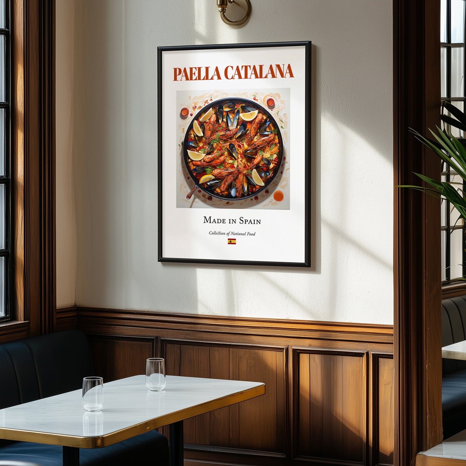 Paella Catalana – Spanish Rice Dish, Farmhouse Kitchen Art, clean layout with no caption