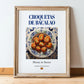 Croquetas de bacalao – Spanish Snack Dish, Tavern Poster, in wooden frame leaning on the floor