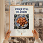 Croquetas de Jamón – Spanish Snack Dish, Tavern Illustration, styled in a charming Paris street view