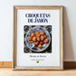 Croquetas de Jamón – Spanish Snack Dish, Tavern Illustration, in wooden frame leaning on the floor