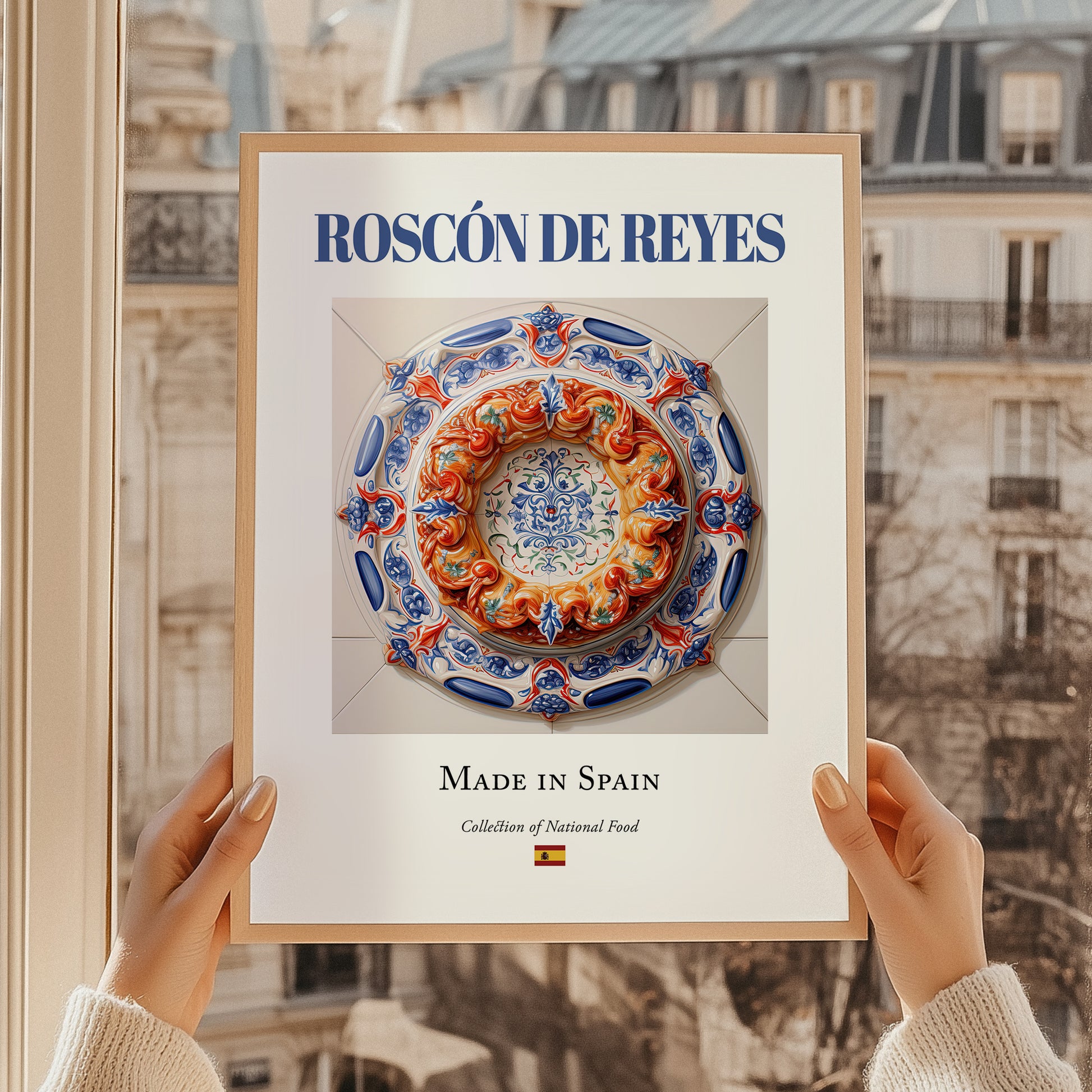 Roscón de Reyes – Spanish Dessert Dish, Brasserie Wall Art, styled in a charming Paris street view