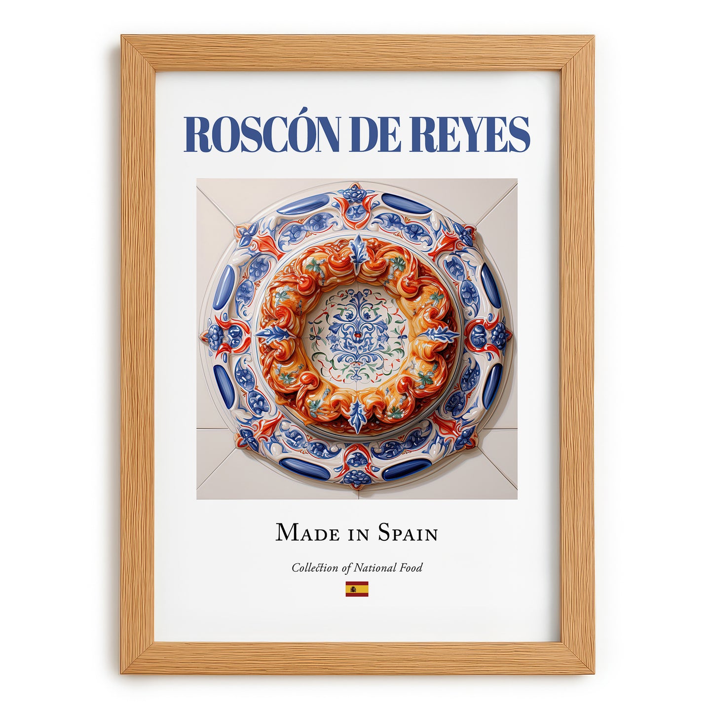 Roscón de Reyes – Spanish Dessert Dish, Brasserie Wall Art, set in oak frame
