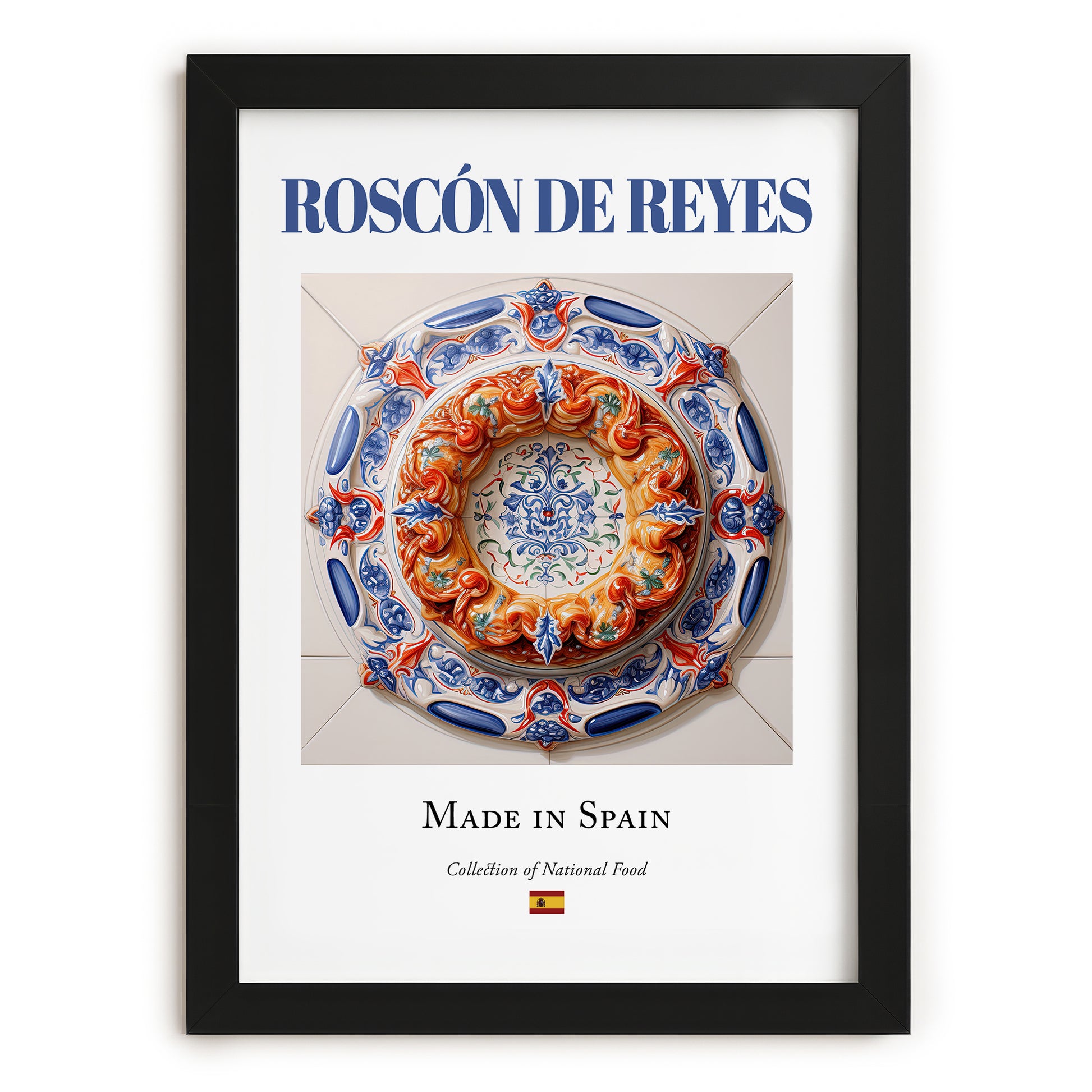 Roscón de Reyes – Spanish Dessert Dish, Brasserie Wall Art, in sleek black frame
