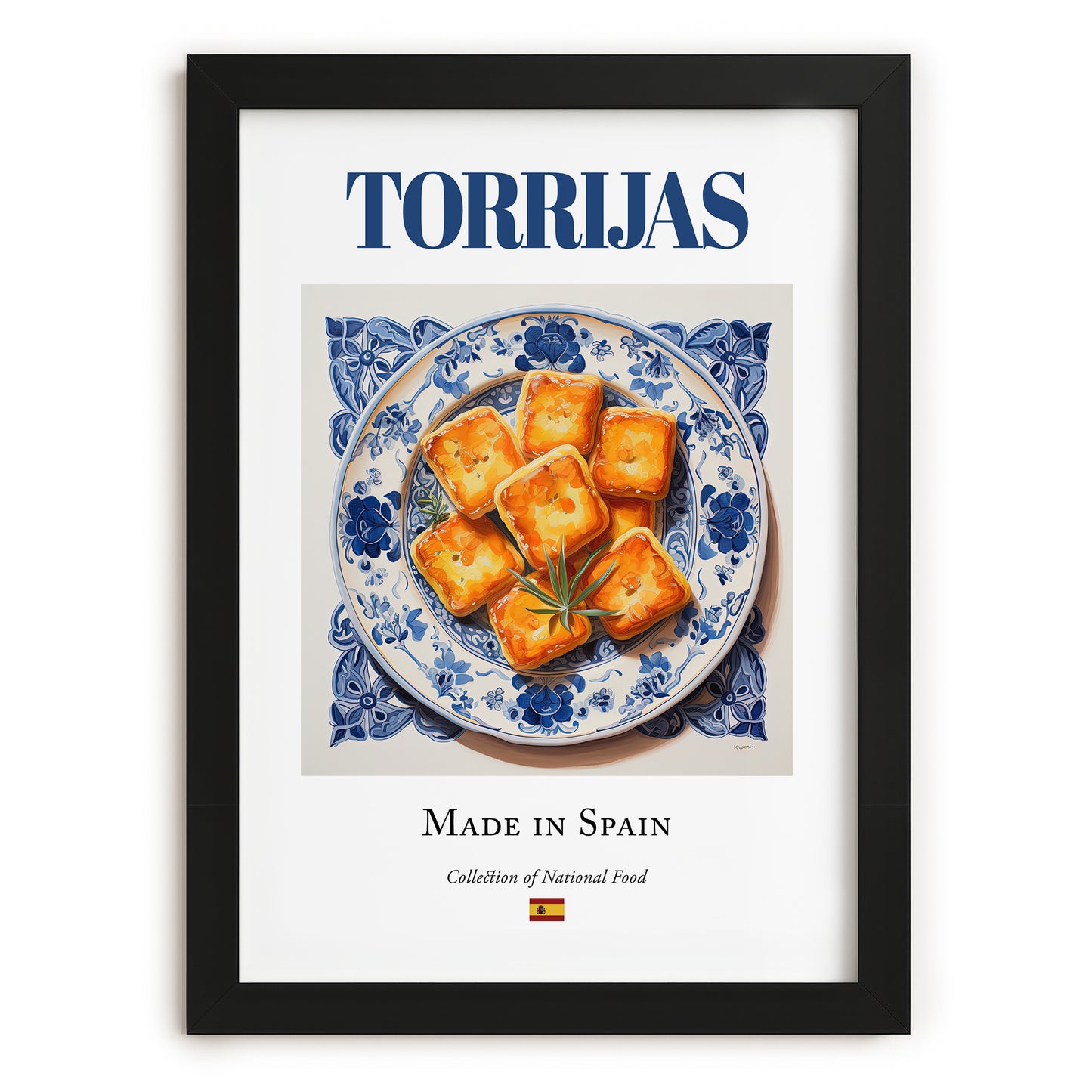 Torrijas – Spanish Dessert Dish, Fine Dining Restaurant Wall Art, in sleek black frame