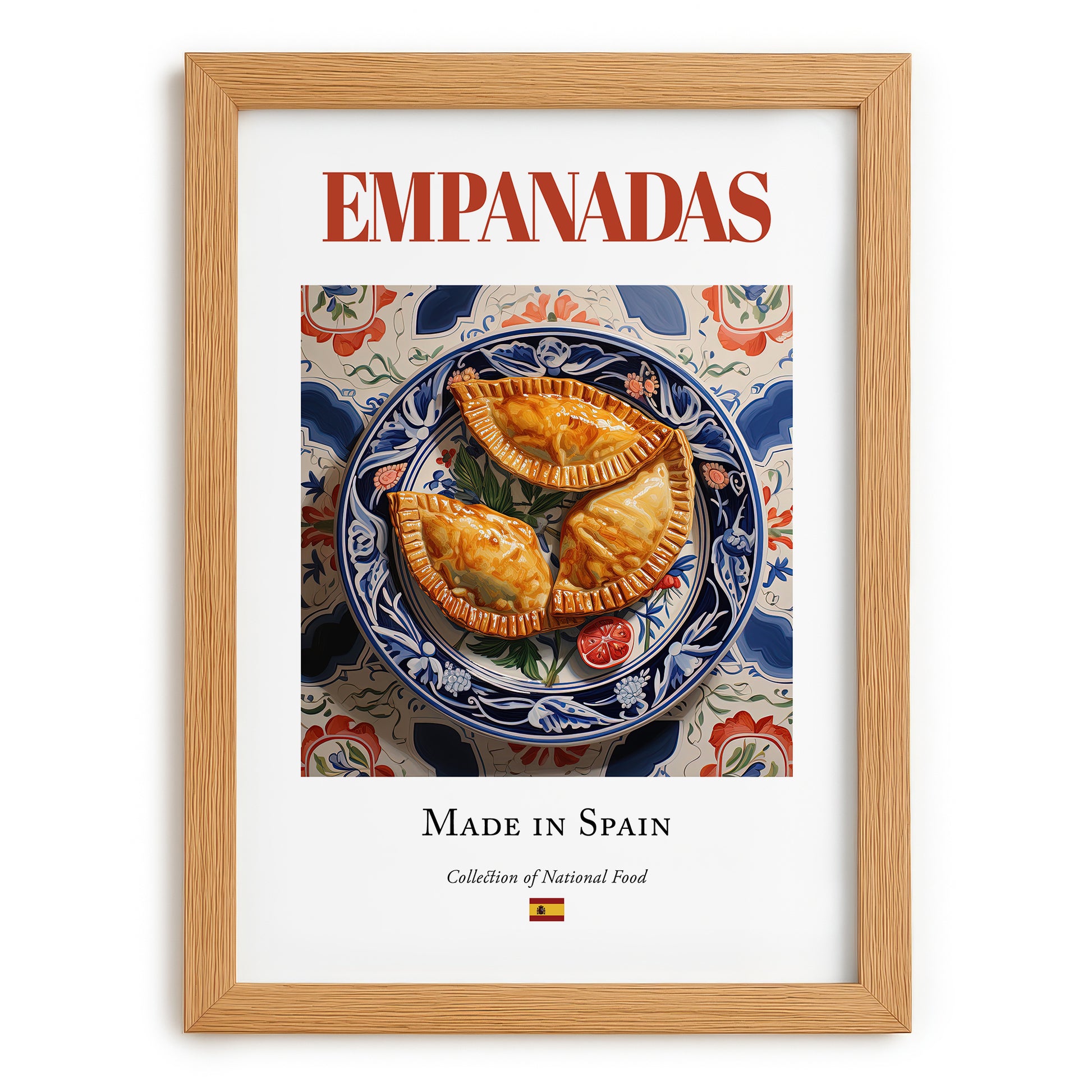 Empanadas – Spanish Snack Dish, Bistro Painting, set in oak frame