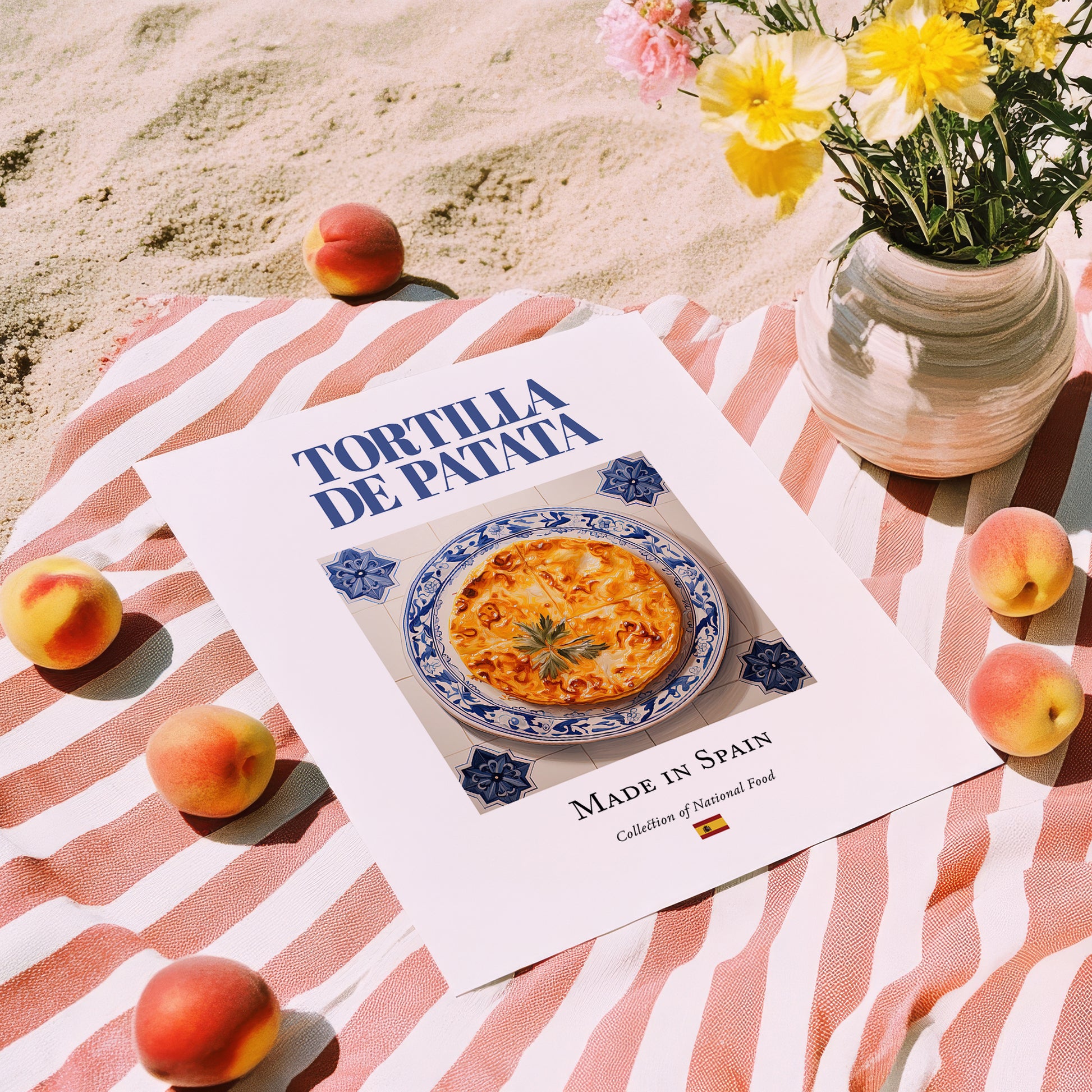 Tortilla de patata – Spanish Dish, Bistro Poster, unframed on coastal sand