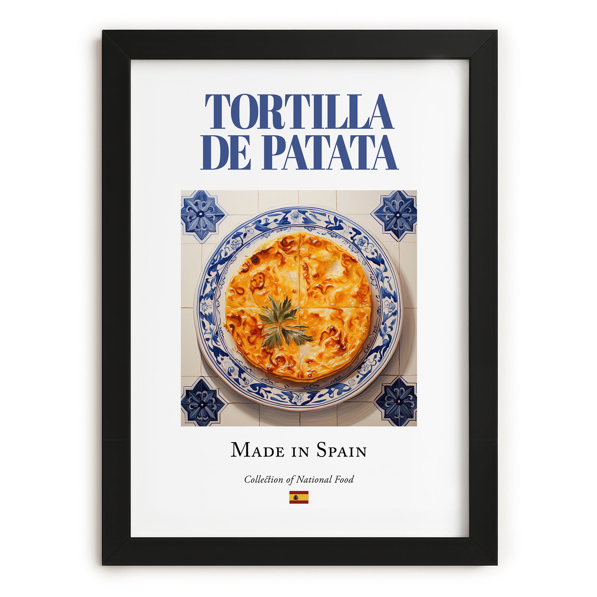 Tortilla de patata – Spanish Dish, Bistro Poster, in sleek black frame