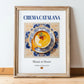 Crema Catalana – Spanish Dessert Dish, Restaurant Poster, in wooden frame leaning on the floor