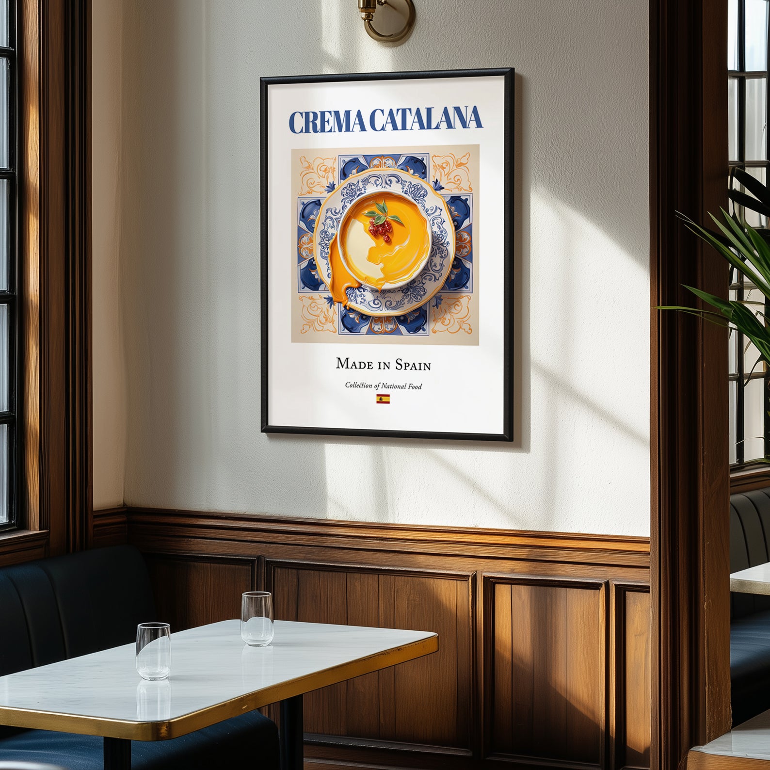 Crema Catalana – Spanish Dessert Dish, Restaurant Poster, clean layout with no caption
