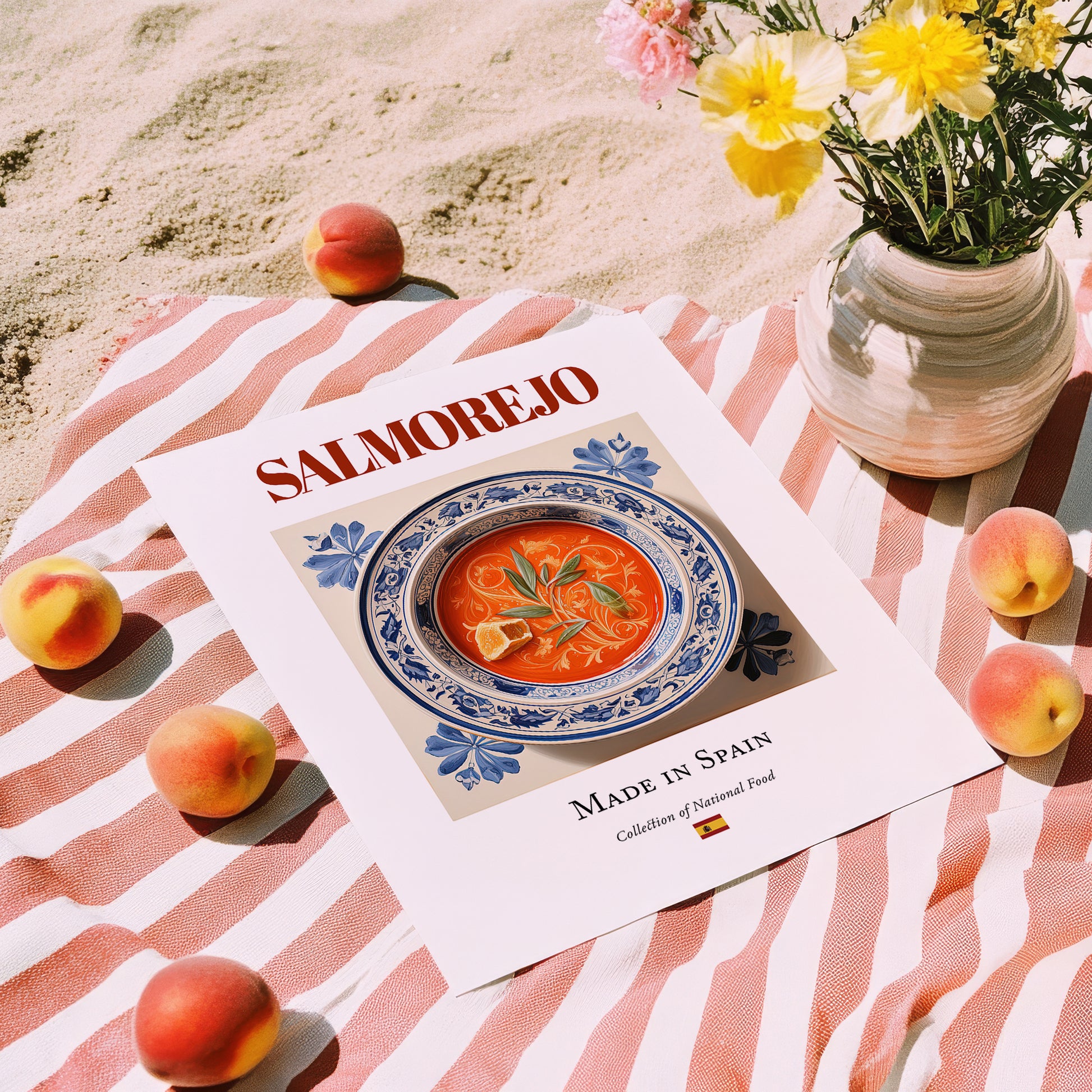 Salmorejo – Spanish Soup Dish, Bistro Still Life, unframed on coastal sand