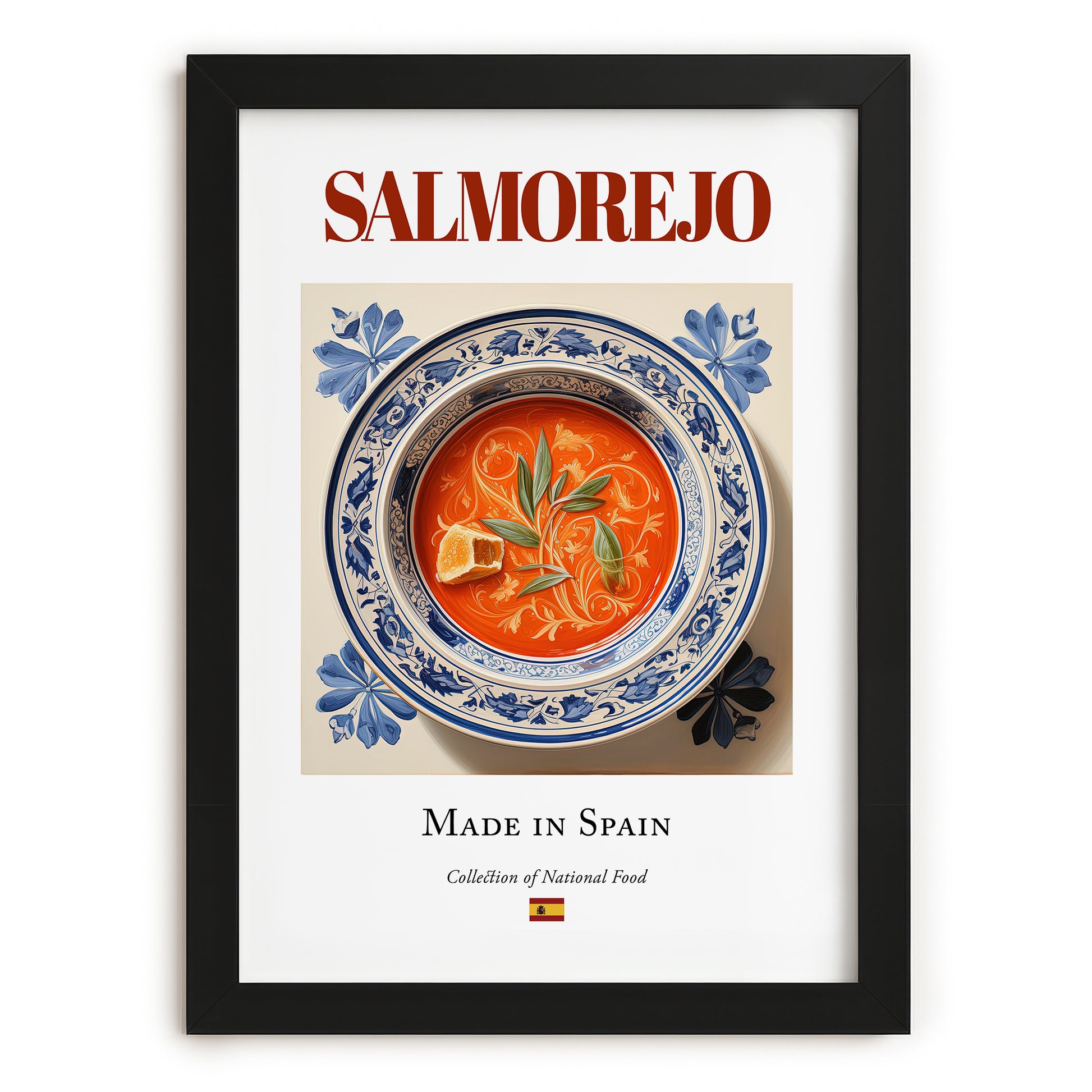 Salmorejo – Spanish Soup Dish, Bistro Still Life, in sleek black frame