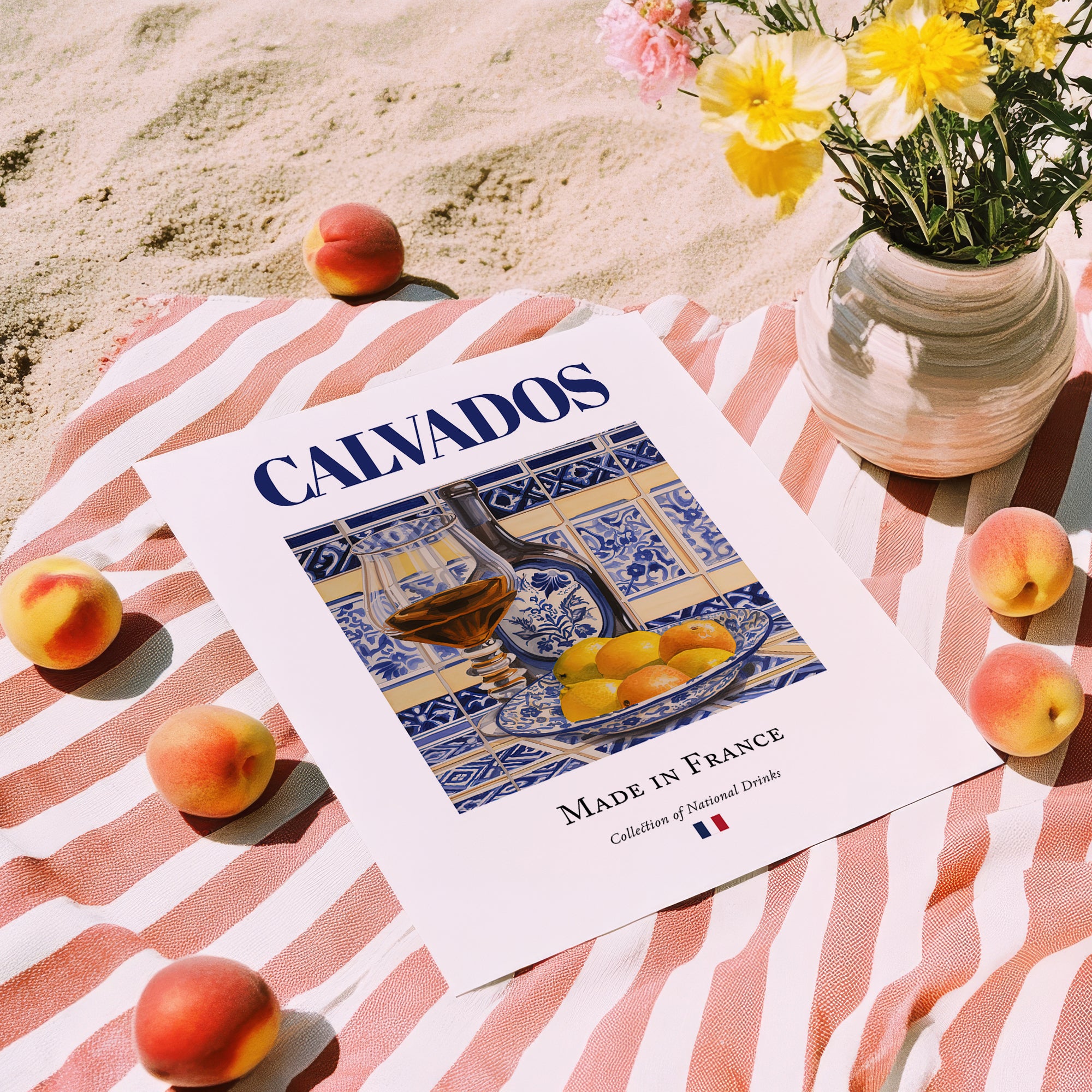 Calvados – French Spirit Drink, Beach Bar Art, unframed on coastal sand