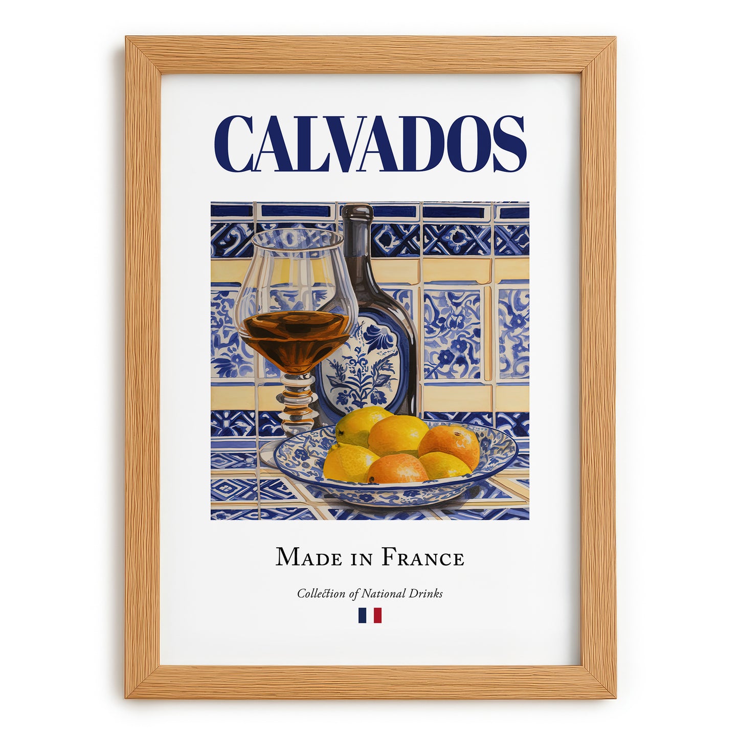 Calvados – French Spirit Drink, Beach Bar Art, set in oak frame