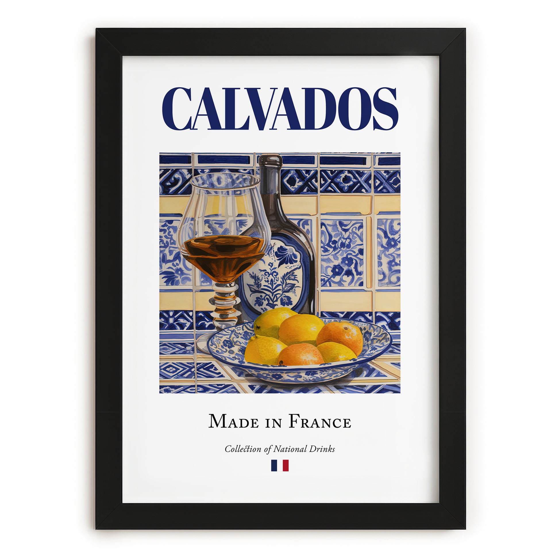 Calvados – French Spirit Drink, Beach Bar Art, in sleek black frame