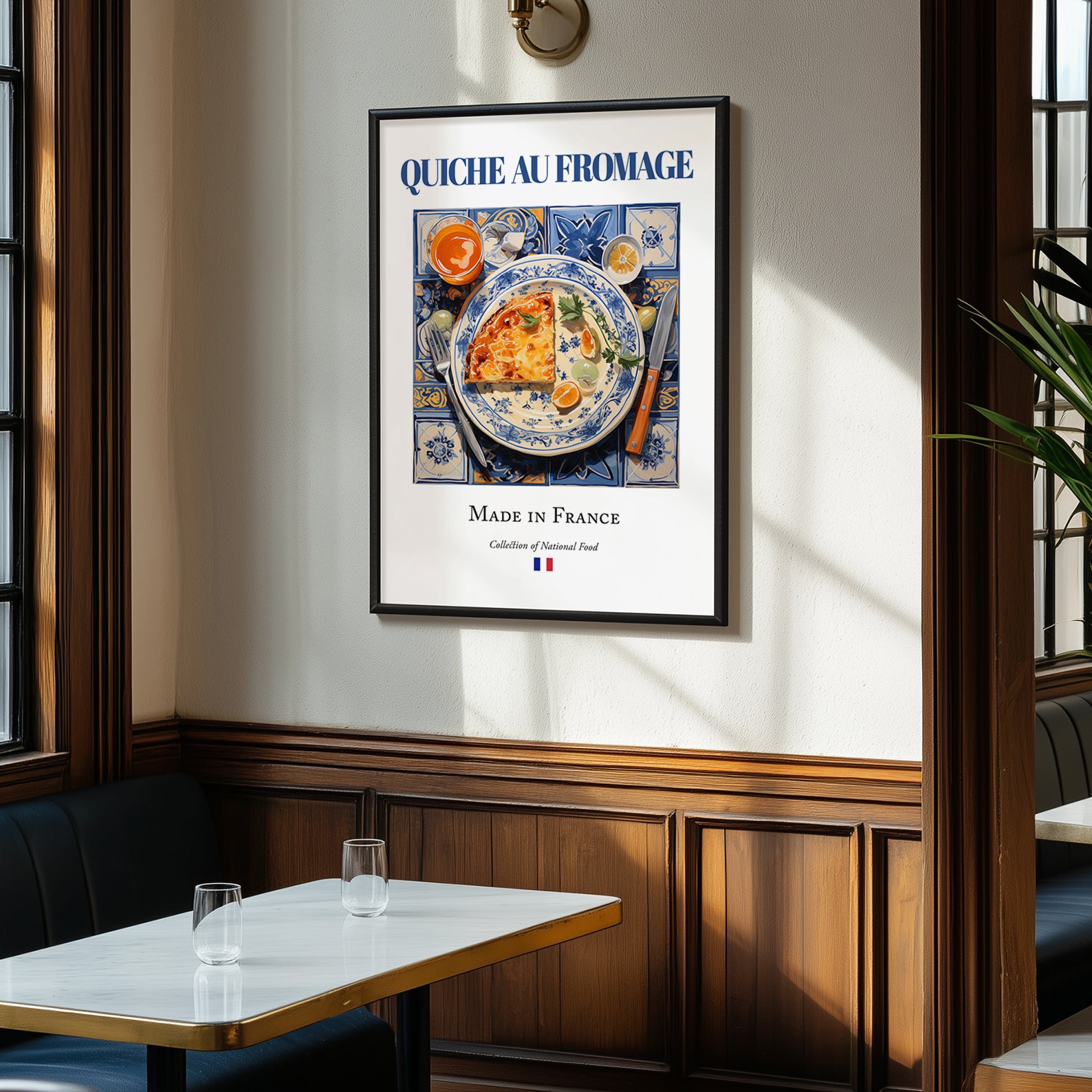 Quiche au fromage – French Dish, Bistro Painting, clean layout with no caption