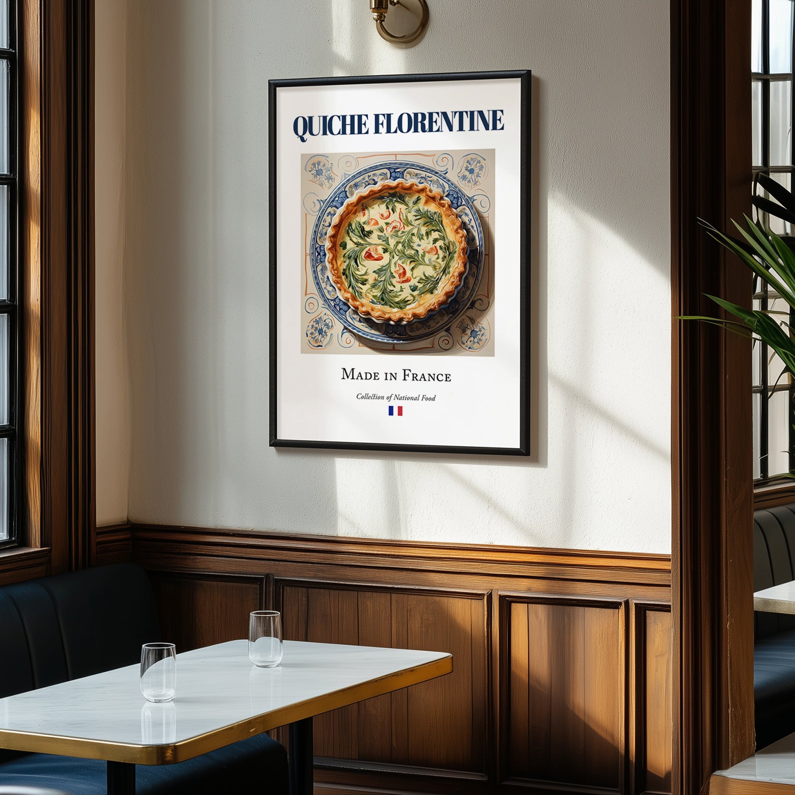 Quiche Florentine – French Dish, Tavern Still Life, clean layout with no caption