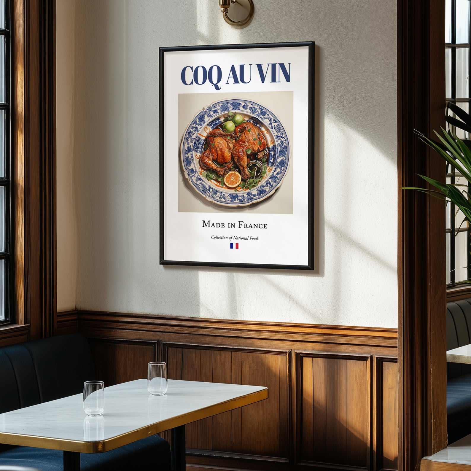 Coq au vin – French Stew Dish, Tavern Poster, clean layout with no caption