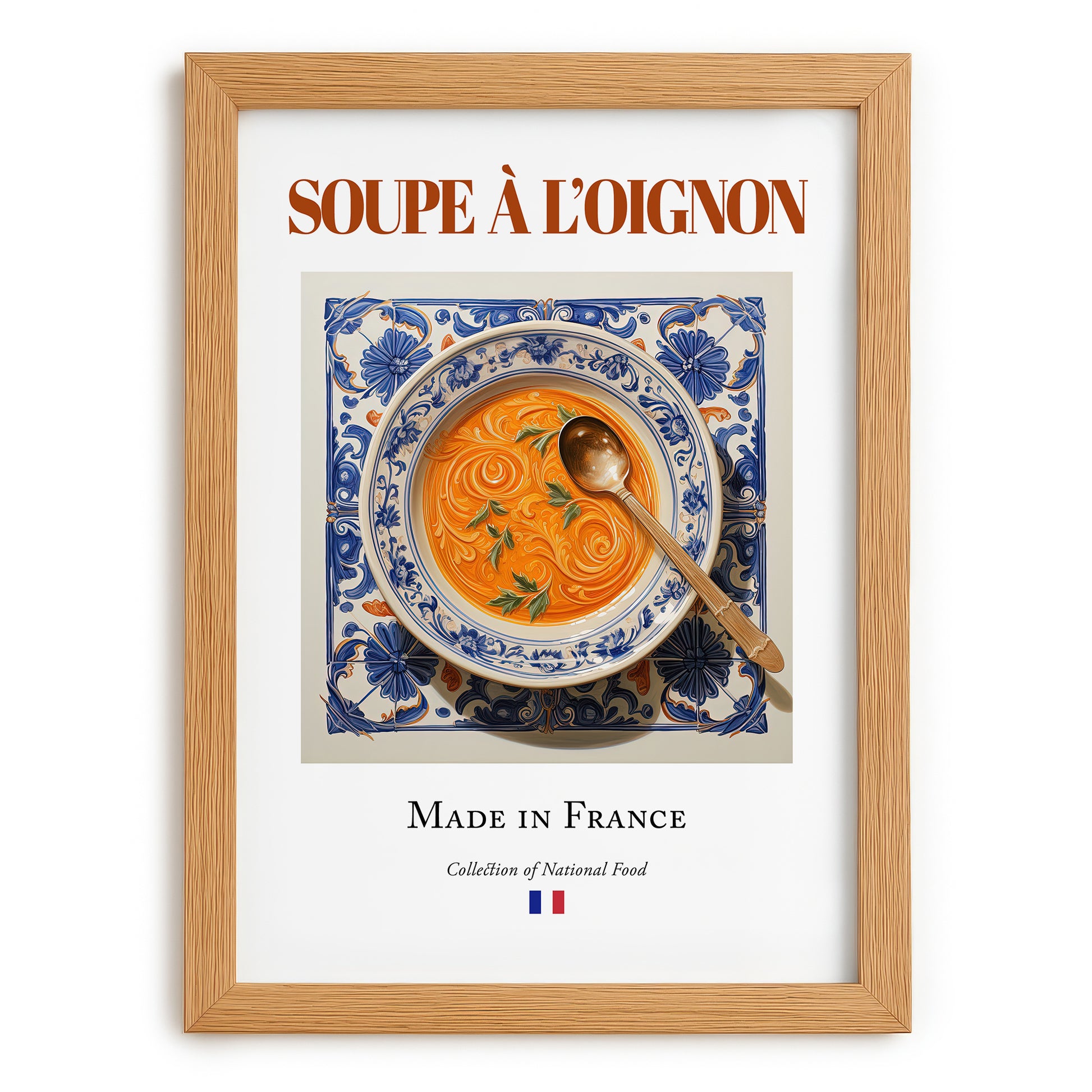 Soupe à l’oignon – French Soup Dish, Tavern Painting, set in oak frame