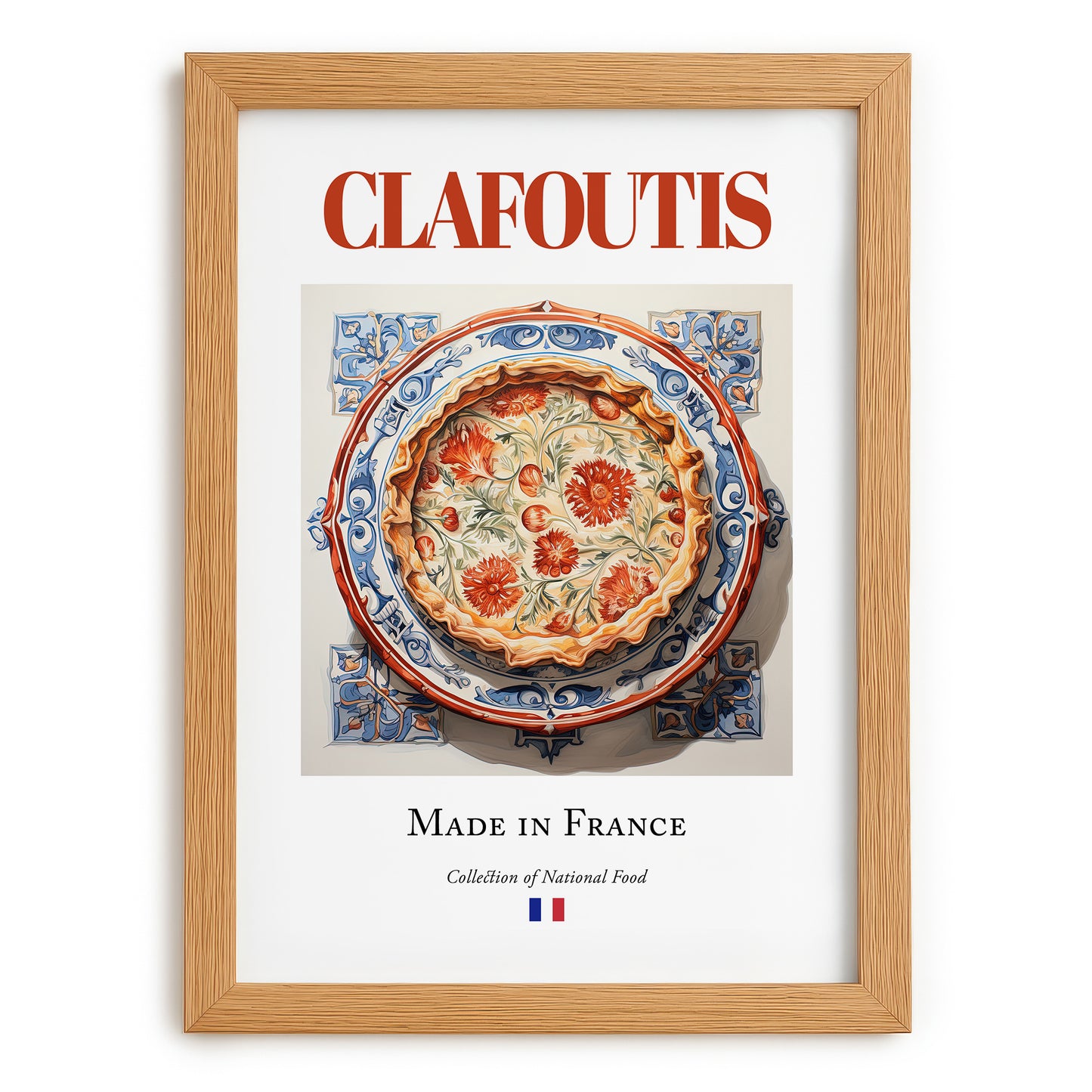 Clafoutis – French Dessert Dish, Restaurant Print, set in oak frame